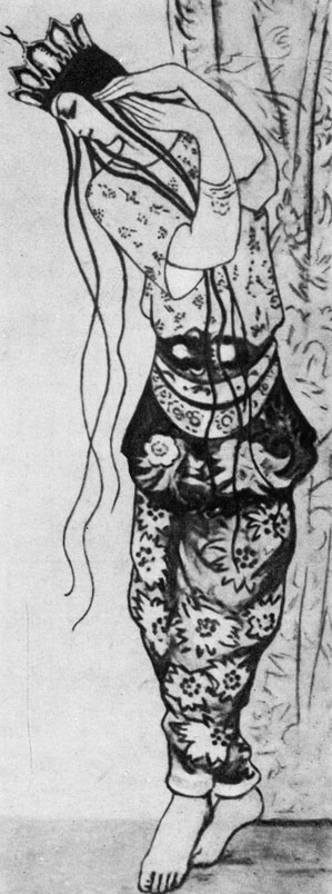 Рис. 84. 'Золотой петушок'. Эскиз костюмов Н. Гончаровой. 1914